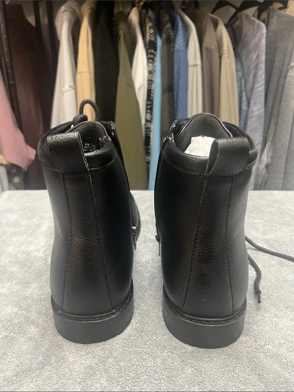 Aldo Black Leather Lace-Up Ankle Boots